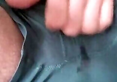 Horny transgender male plays with creamy pussy