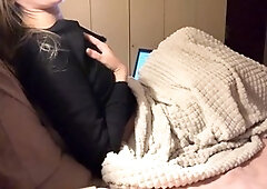 Girl masturbating, no bra, female orgasm