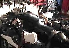 Gay In Latex Suit Gets His Cock Jerked By Machine