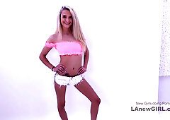 New Sexy Skinny blonde pumps on big dick at audition