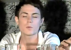 Straight hot teens 18+ suck big cock on the black sofa