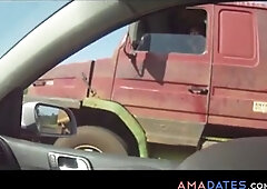 my wife showing off for truckers and doing fellatio