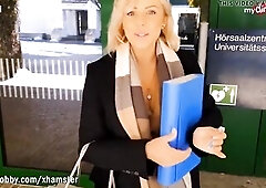 Lilly finished her class and is on the prowl for some hawt action. This babe get's picked up right at the exit and taken for a ride where this ba