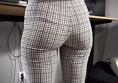Hawt Secretary In Taut Trousers Teases Booty With Visible Panty Line