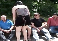 See this experienced blond hottie get her juicy snatch stretched wide and fingered unfathomable by multiple mad studs in a wild outdoor and indoor gro