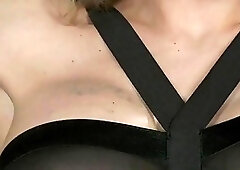 Blindfolded tranny sub anal fucked by master