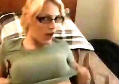 Nerdy blonde Tbabe and her guy have hardcore anal sex