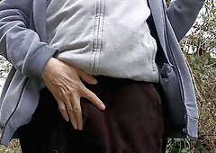 Woodland Masturbating Dressed in Straps, Close up Huge Fuckpole Edging, Nutting - Rockard Parent