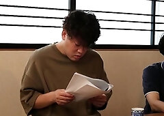 Two sexy Japanese girls sharing the spotlight in epic orgy