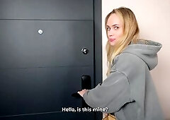 This babe ate my delivery... so I made her pay off her taut pink vagina