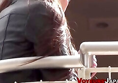 Japanese goth outdoors gets upskirted