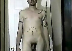 Straight Married Tatted redneck jacking his hairy hard cock