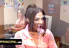 Busty MILF Seduces Horny Principal, Rides His Hard Cock On The Desk Fucking Insanely