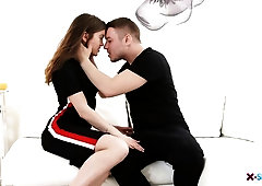 All-natural young hottie Evelina Darling penetrated by a long cock