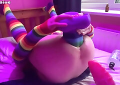 Size Queen Femboy Raine Stretched By Huge Toys!