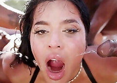 This Venezuelan wench loves to eat ebony schlongs and put 'em in her cunt and butt at the same time