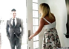 Excited swinger housewife Kagney Linn Karter gets her vagina screwed by some other stud during the time that her spouse looks on