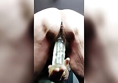 Granny screws hirsute vagina with sex tool