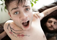 Tony D'Angelo and Ryan Bailey fucking brutally on the couch