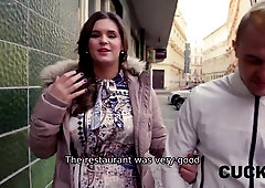 Real Alpha - Busty brunette cheating on boyfriend for cash in reality cuckold hardcore