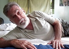 Hairy dad Mrhairygardener enjoys a solo jerk-off session and relishes in his cum