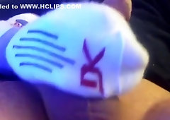 Jacking off with socks until I cum all over them