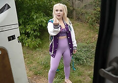 Filthy Euro Slut Ellie Shou Gets Face Fucked and Spanked in Van