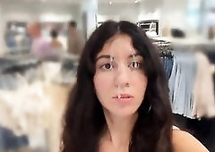 Risky Fitting Room Sex and Public Cumwalk in a Clothes Store Full of People