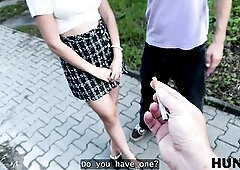 HUNT4K. Enjoyable Una Fairy is not also shy and showed her titties and snatch in public