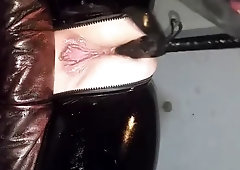 Girl in latex enjoys BDSM and anal fuck in Doggystyle