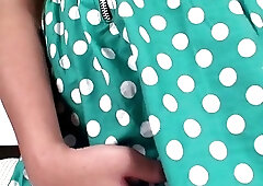 Redhead Thai tranny pulls out shecocok from under hot dress