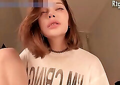 slender Russian trans angel with tattoos wanks on webcam