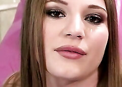 A promiscuous brunette hair engages in masturbation and receives anal-plug with a big cock.