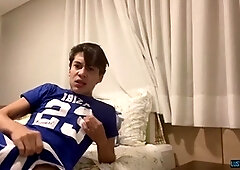 Slim and adorable twink Danny Bianchi enjoys a solo session, milking himself until he cums