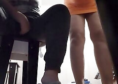 Whilst my teacher is checking my homework next to me, I riskily masturbate beneath the table and cum