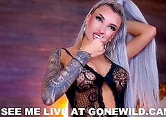 Sexy Tattooed Babe in Lingerie Teases Live on Cam