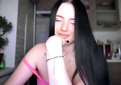 Stacked brunette goes solo toys and masturbation