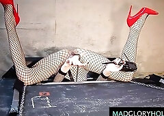 This Day we're going to focus on a specific gal. Just the way that babe came clothed is astonishing. Red heels, fishnet raiment, collar around th