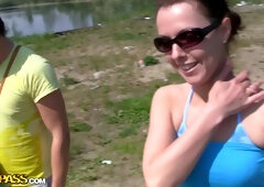 Michele in naughty gal gets fucked hard in the park