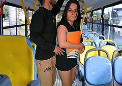 College girl being sensed on the bus in public!