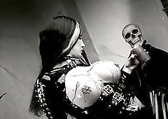 dark-hued latex Gothic gal