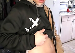 Scorching Lad masturbates his boner in sofa