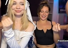 Webcam Foursome Sluts Share Big Cocks – Double Blowjob