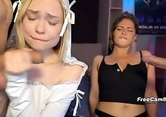 Webcam Foursome Sluts Share Big Cocks – Double Blowjob