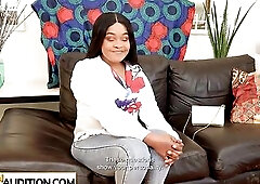 Plump ebony wannabe model gets a job right on the spot and it was to blow