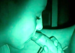 Good-looking chick Nicky is sucking a large penis in the night