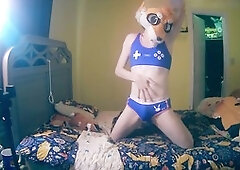 Twinks, man masturbating, femboy crossdresser