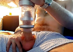 The dude strenuously ended from a rotating masturbator