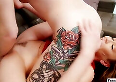 Tall brunette hair tbabe Janie Blade makes out with her ally stripteasing lingeries and tit sucking. The golden-haired sweetheart gives his large tgir