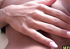 spectacular european babe bangs herself with objects Kyra Black 2